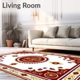 thumbnail image 2 of ODIKA 6'x9' Machine Washable Non-Slip Area Rug, Ceremonial Processional Floor Covering with Floral Emblems High Traffic Rug with Pad, Red, 621371, 2 of 8