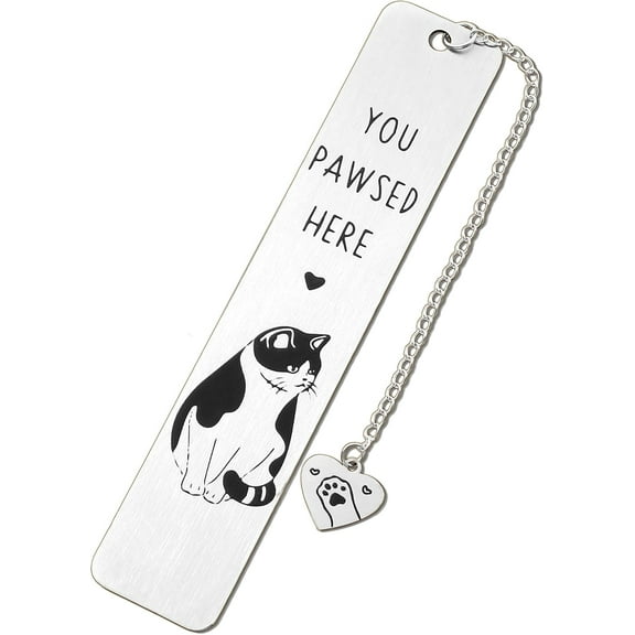 Cute Cat You Pawsed Here Bookmark for Women Men, Book Lover Gifts, Funny Stainless Steel Kitten Book Mark Gifts for Cat Lover, Reading Supplies Books Accessories