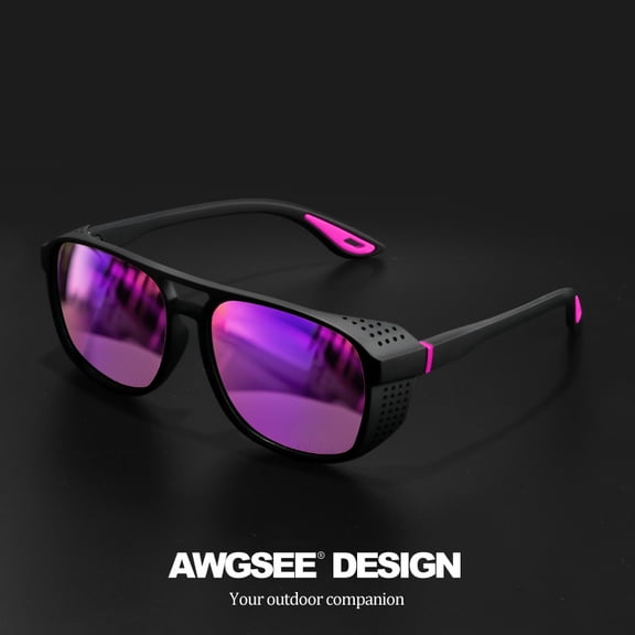 Circular polarized steampunk style sunglasses - fashionable polarized running glasses - ideal choice for fishing and driving. Durable side-hollowed frame, high-definition lenses