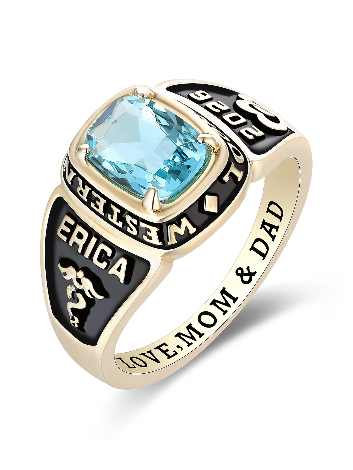 Mementos Jewelry Customized Eternal Sterling Silver Women's Class Rings for High School College