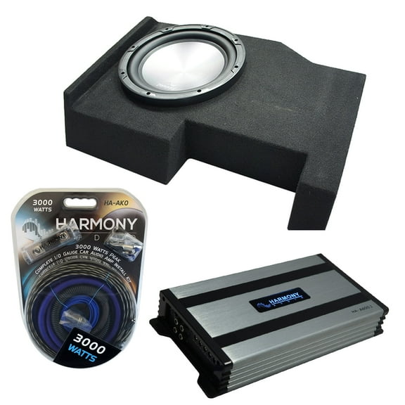 14-18 GMC Sierra Crew Cab Harmony HA-A102 Single 10 Sub Box HA-A800.1 Amp