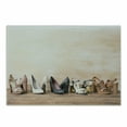 thumbnail image 1 of High Heels Cutting Board, Classy Sleek Different Woman Shoe Pairs on Wooden Floor and Grungy Wall Photo, Decorative Tempered Glass Cutting and Serving Board, in 3 Sizes, by Ambesonne, 1 of 2
