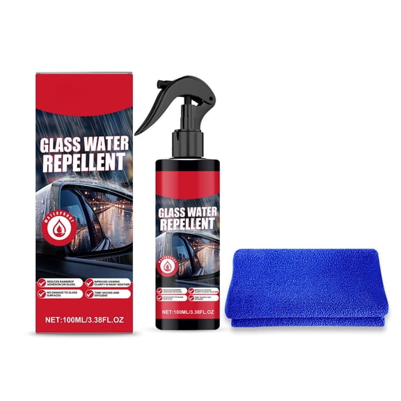 HuiXinOu Glass Water Repellent Spray 3.4oz with Microfiber Towel, Rain Repellent for Windows Shower Doors, Anti Fog Treatment for Automotive Glass
