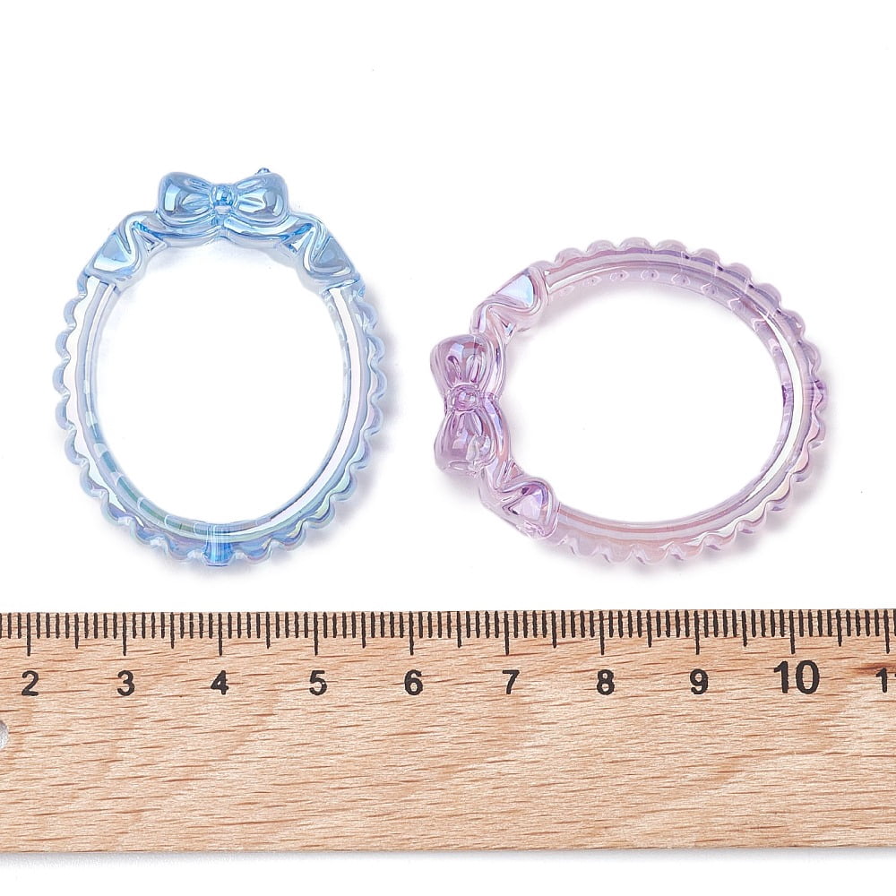 Acrylic Beads Oval with Bowknot Mixed Color 42x35x11mm Hole: 2mm