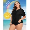 thumbnail image 5 of TIYOMI Plus Size Rash Guard Tops For Women Surfing Swim Shirts Zip Black Raglan Short Sleeve Pullover UPF 50+ Sun Swimsuit Tops XL 14W 16W, 5 of 6
