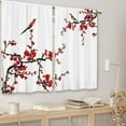 thumbnail image 3 of Red Floral Cherry Kitchen Curtains Flower Small Short Cafe Window Curtains Blossom Asian Japanese Plum Aesthetic Rod Pocket Bathroom Window Drapes Treatment Tier Curtains (27.5x39 Inch), 3 of 5