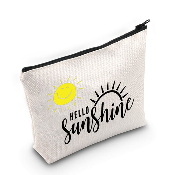 LEVLO Hello Sunshine Cosmetic Make up Bag Summer Sunshine Lover Gift Cute Sunshine Print Graphic Makeup Zipper Pouch Bag For Women Girls
