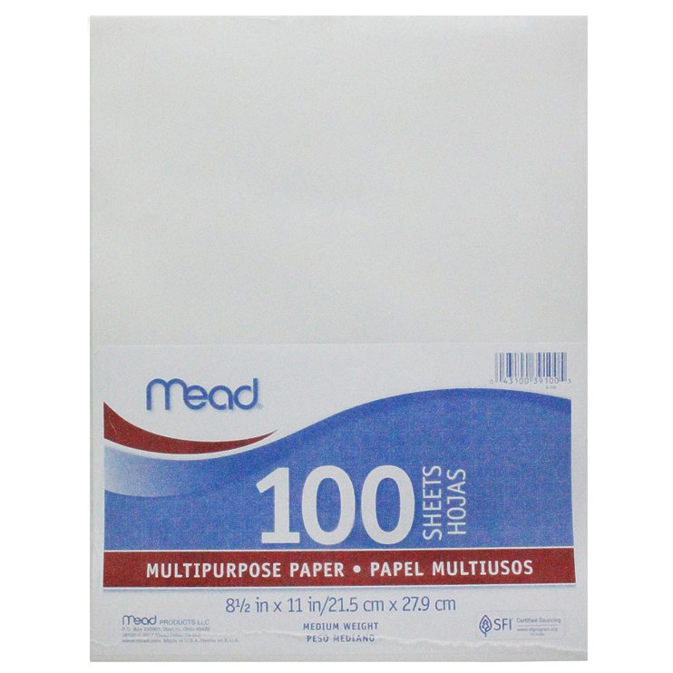 Mead MEA39100 Products Multipurpose Paper 8 1 2 X 11 100 Ct Walmart