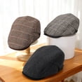 thumbnail image 5 of Bocaoying 3 Pcs Newsboy Caps for Men, Adjustable Flat Caps with Cotton Tweed, Beret with Soft Lining and Breathable Sweatband, Classic Peaked Brim Caps for Driving, Casual, Golf, One Size 21.6"-23.6", 5 of 7