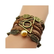 Jewelry Collection Wisdom Owl Multi Layer Bracelet, Brown