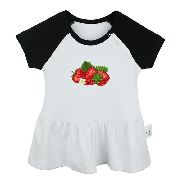 Fruit Strawberry Pattern Dresses For Baby, Newborn Babies Skirts, Infant Princess Dress, 0-24M Kids Graphic Clothes (Black Raglan Dresses, 18-24 Months)