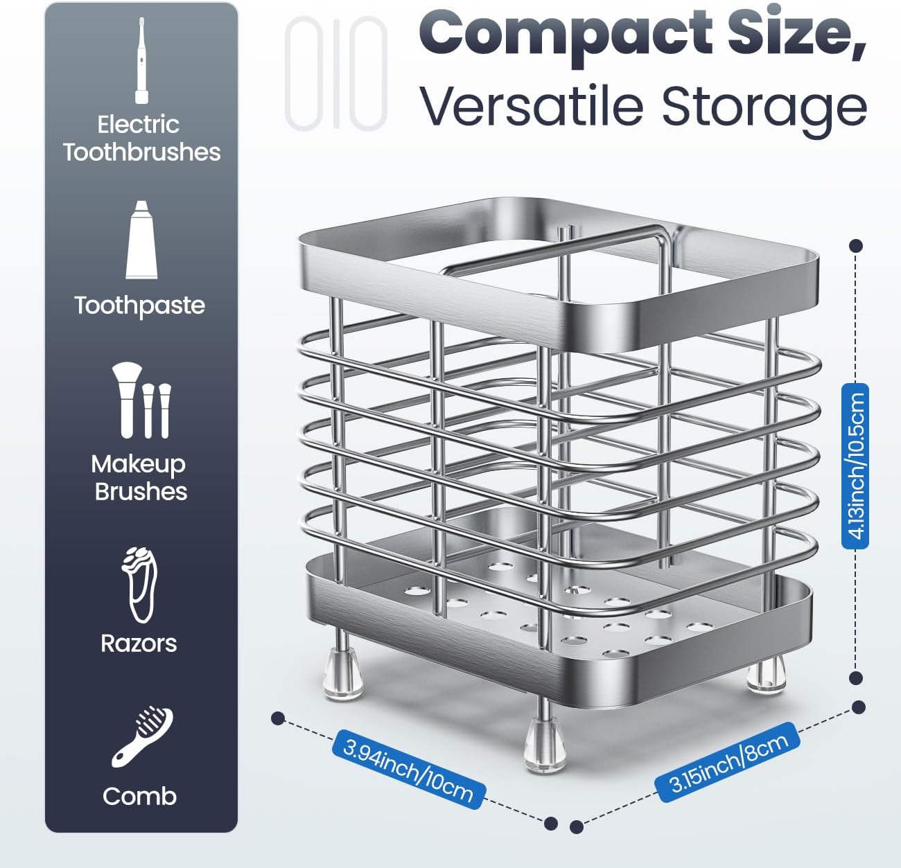 Luxspire Stainless Steel Wall Mounted Toothbrush Holder, 2-Slot, Silver photo 6