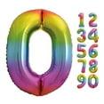 thumbnail image 2 of Rainbow Foil Balloon, Number 0 Shaped, 34", 2 of 2