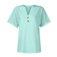 thumbnail image 7 of Taqqpue Summer Tops for Women Trendy Solid Color Short Sleeve V Neck Shirts Dressy Loose Button Work Office Blouses Plus Size T Shirts, 7 of 7