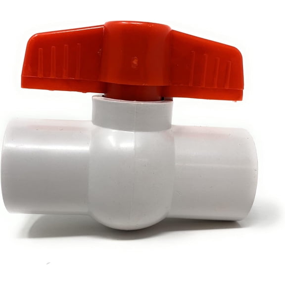 1/2" PVC Ball Valve Socket Schedule 40, 1/2" Slip, Quarter-Turn T-Handle White Compact Ball Valve [2899] Water Shut-off Valve Inline PVC Ball Valve (1/2")