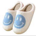 thumbnail image 2 of PacificPlex Womens Fuzzy Preppy Smile Slippers Retro Cozy Comfy Plush Warm Slip-on Happy Face Slippers Casual Indoor Soft Fluffy, 2 of 6
