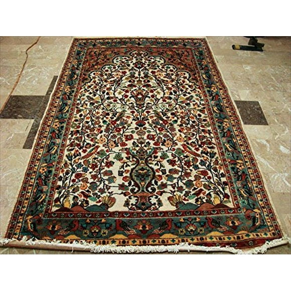 Excellent Tree of Life Rectangle Area Rug Room Decorative Mat Hand Knotted Wool Silk Carpet ( 5 x 8 )'