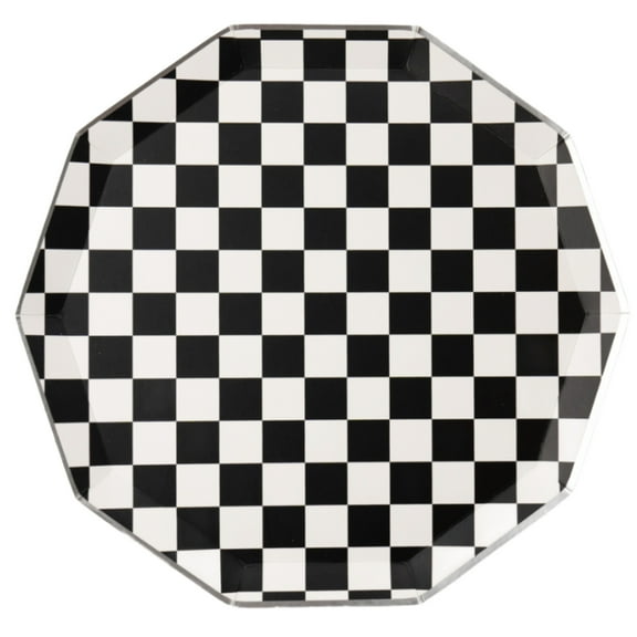 Black & White Signature Large Checker Plates - 8ct