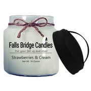 Falls Bridge Candles - Strawberries & Cream, 16 Ounce Scented Jar Candles