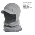 thumbnail image 7 of harmtty Warm 1 Set Men Hat Scarf Solid Color Short Brim Dome Thickened Plush Lining Coldproof Winter Stretch Knitted Hat Outdoor Wear Light Grey, 7 of 7