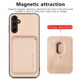 thumbnail image 3 of ELEHOLD for Samsung Galaxy A13 4G Magnetic Wallet Case with Detachable Back Card Holder Fiber Texture Design Full Body Protective Slim Shockproof Case, khaki, 3 of 8