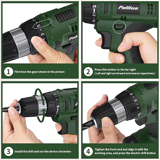 Cordless Drill Set, 20V Lithium-Ion Power Drill Kit with Battery and Charger, 3/8-Inch Keyless Chuck, 22 Torque Settings, Variable Speed, Includes 60 Drill Bits and Sockets for Home DIY Projects