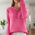 thumbnail image 2 of Womens Sweaters, V Neck Sweaters for Women, Solid Color Pullover, Winter Loose Long Sleeve Knitwear, 2 of 4