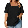 thumbnail image 5 of DYTTDG Womens Plus Size 2026 Summer Tops Square Neck Puff Short Sleeve Casual Loose Tee Shirts, 5 of 6