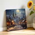 thumbnail image 3 of Canvas Wall Art, Christmas Town, Framed Canvas Prints for Bathroom Desk, Winter Snow Old World Vintage House Small Gallery Wrapped Wall Decor for Home Office, Gifts, 8"x8" Ship Next Day, 3 of 9
