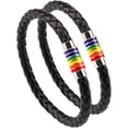 thumbnail image 2 of 2 pulseras de cuero para hombre, pulsera de piel de vaca con cierre ajustable, 2 of 8