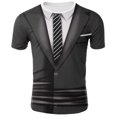thumbnail image 3 of Eandarui Mens Two-Piece 3D Printed Tuxedo T-Shirt Short Sleeve Tie Vest Tux Shirt Fancy Dress Costume Dark Gray S, 3 of 7