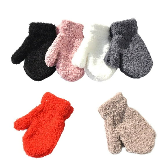 CATIEBYE 6 Pairs Girls Warm Gloves Simple Design Assorted Color Hand Protection for Winter