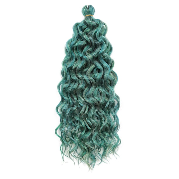 Xiao Hua Extensiones de cabello sintético trenzado de ondas profundas y rizado para mujer, de 18 pulgadas, color verde pavo real.