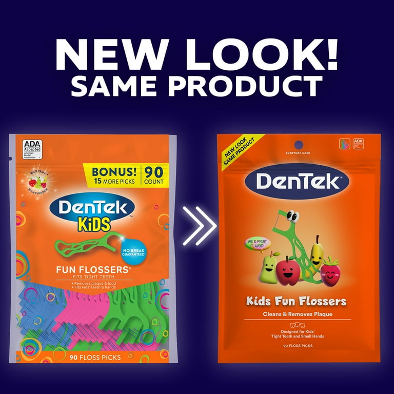 DenTek Kids Fun Flossers Floss Picks 90 Count with Wild Fruit