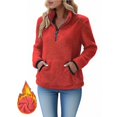 thumbnail image 2 of Womens Sherpa Fleece Fuzzy Sweatshirt Quarter Zip Long Sleeve Fluffy Soft Sweaters Winter Pullover with Pockets, 2 of 6