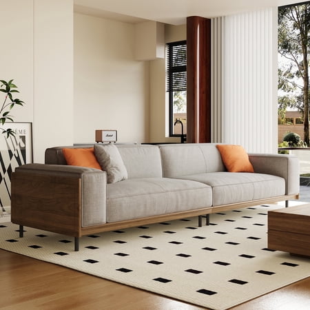 NessCarsti Mod. 4-seater sofa - Timecloud couch, wood frame/metal legs,suit office/apartment/living rm, 111.81", grey