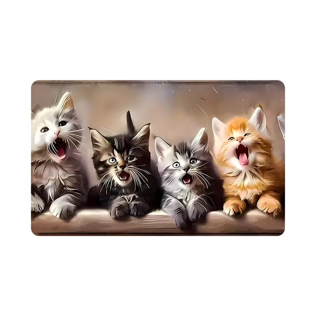 D Doormat Floor Mat For Bedroom Porch Hallway Dorm Home Decoration With Cat Design Non Slip Base 40X60Cm Easy To Clean