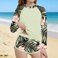 thumbnail image 2 of MKOSPLRT 2 Piece Girls Rash Guard Set Long Sleeves Swimsuit Quick Dry Swimwear Beach Shorts Summer Bathing Suits for 6-15 Years, 2 of 6