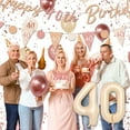 thumbnail image 6 of YANSION 40th Birthday Decorations for Women Lady, Retro Blush Pink Balloons, 40th Birthday Banner, Triangle Flag Banner, 40th Birthday Balloons, Rose Gold White Sand Nude Balloon Set, 6 of 7