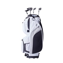 Golf Cart Bag 14-Way Divider, 13 Pockets, Waterproof Nylon, with Straps & Dust Cover - White
