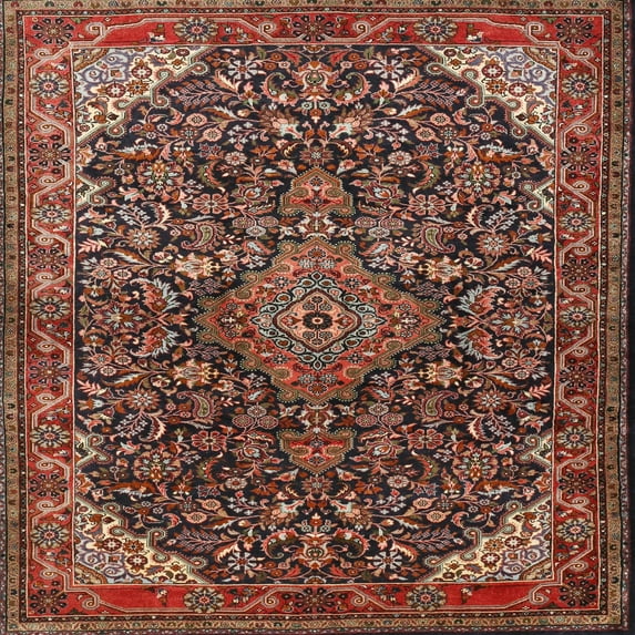 Ahgly Company Machine Washable Indoor Square Traditional Orange Salmon Pink Area Rugs, 5' Square