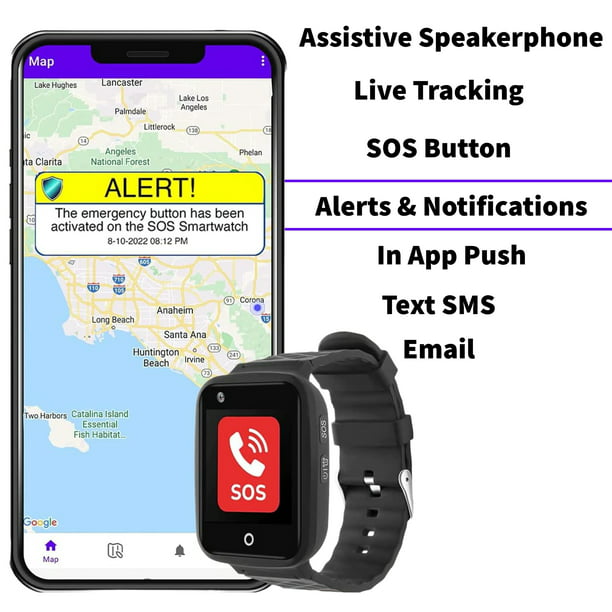Casarse libro de texto Inactivo Seculife Senior SOS Smartwatch - Life Alert System, Emergency Call Button,  2 Way Speakerphone, GPS - Walmart.com