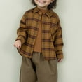 thumbnail image 2 of Likimi Toddler Kids Boys Shirts Lapel Plaid Print Long Sleeve T-Shirt Fashion Loose Soft Spring Fall Shirt Size 2-3 Years Khaki, 2 of 5