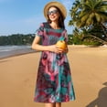 thumbnail image 4 of Balery Psychedelic Hairless Cat Vestidos sueltos de manga corta para mujer, vestidos de verano 2025, vestidos casuales de corte A con vuelo., 4 of 6