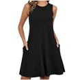 thumbnail image 3 of ClodeEU Women's Round Neck Sleeveless A-Line Swing Dress,Casual Mini Dress with Pockets Black,Women's Plus S, 3 of 8