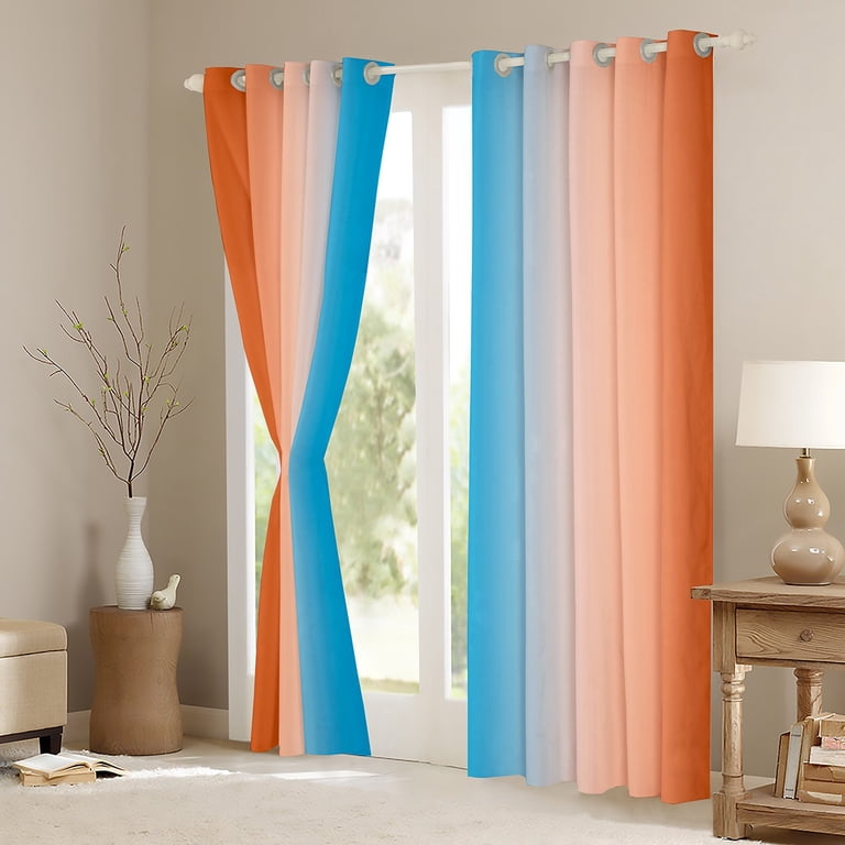 Orange And Aqua Bedroom Curtains Jacobean Curtains Green Orange Beige