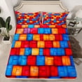 thumbnail image 2 of Castle Fairy Teens Vintage Colorful Checkered Bed Sheets,Geometric Grid King Sheets, 2 of 7
