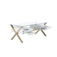 thumbnail image 3 of Pemberly Row Large Glass & Polished Steel Desk in Gold/White and Clear, 3 of 7