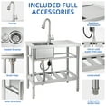 thumbnail image 3 of Luku Stainless Steel Sink, NSF Commercial Restaurant Kitchen Sink Set with Faucet and Cold & Hot Water Pipe, Single Bowl Sink (30 in), 3 of 9