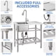 thumbnail image 3 of Fregadero de Acero Inoxidable 39x16x30 pulg, Tazón Único Independiente para Cocina Comercial, Fregadero de Preparación y Utilidad con Grifo, 3 of 9
